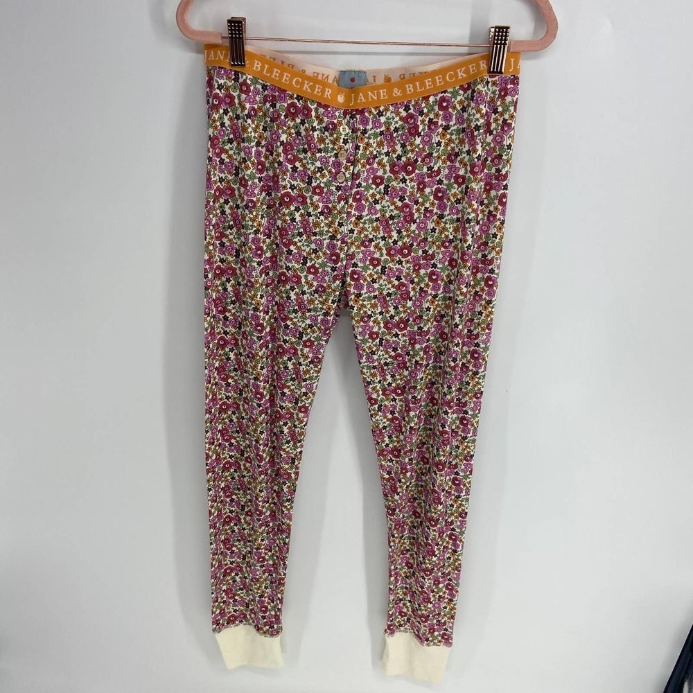 Jane & Bleeker pink yellow Floral Light Long John Pajama Pant Womens small